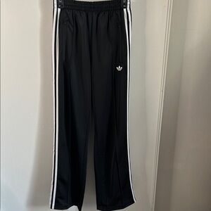 adidas Adicolor Classic Firebird Loose Black Track Pants with White Side Stripes